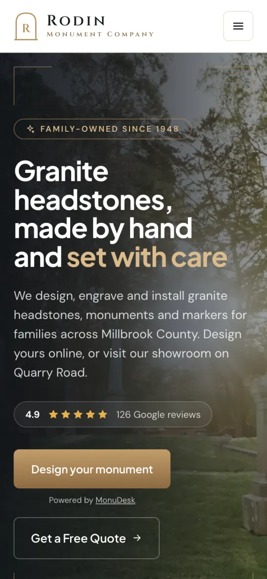 The demo site on a phone.